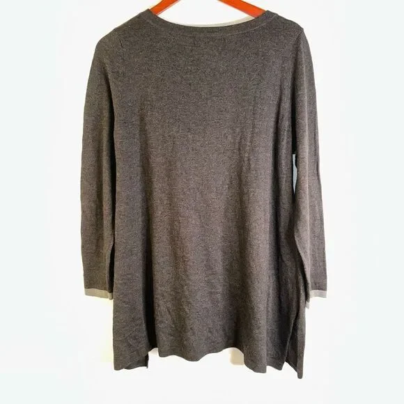 Soft Surroundings Womens Petite L Charcoal Gray Soft & Stretchy Striped Tunic - Picture 4 of 6